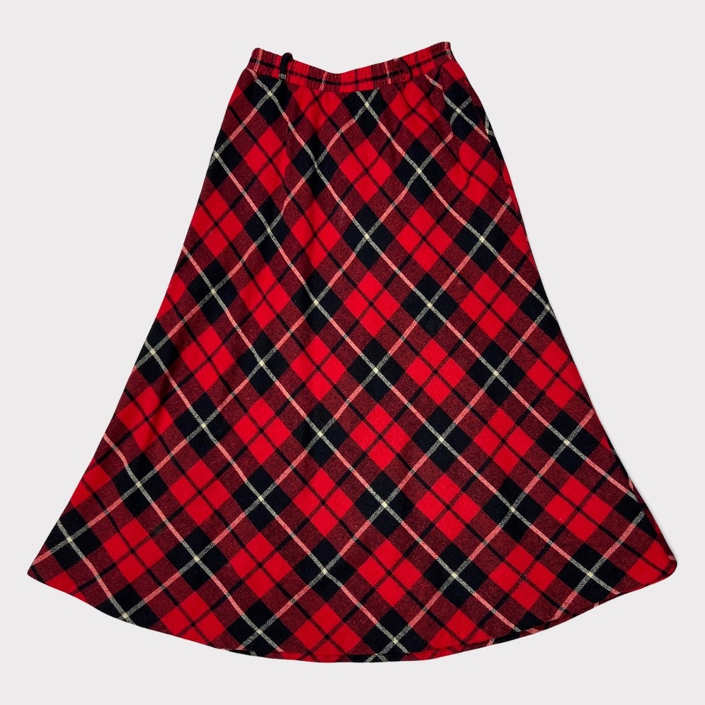 Vintage Plaid Wool Blend Skirt